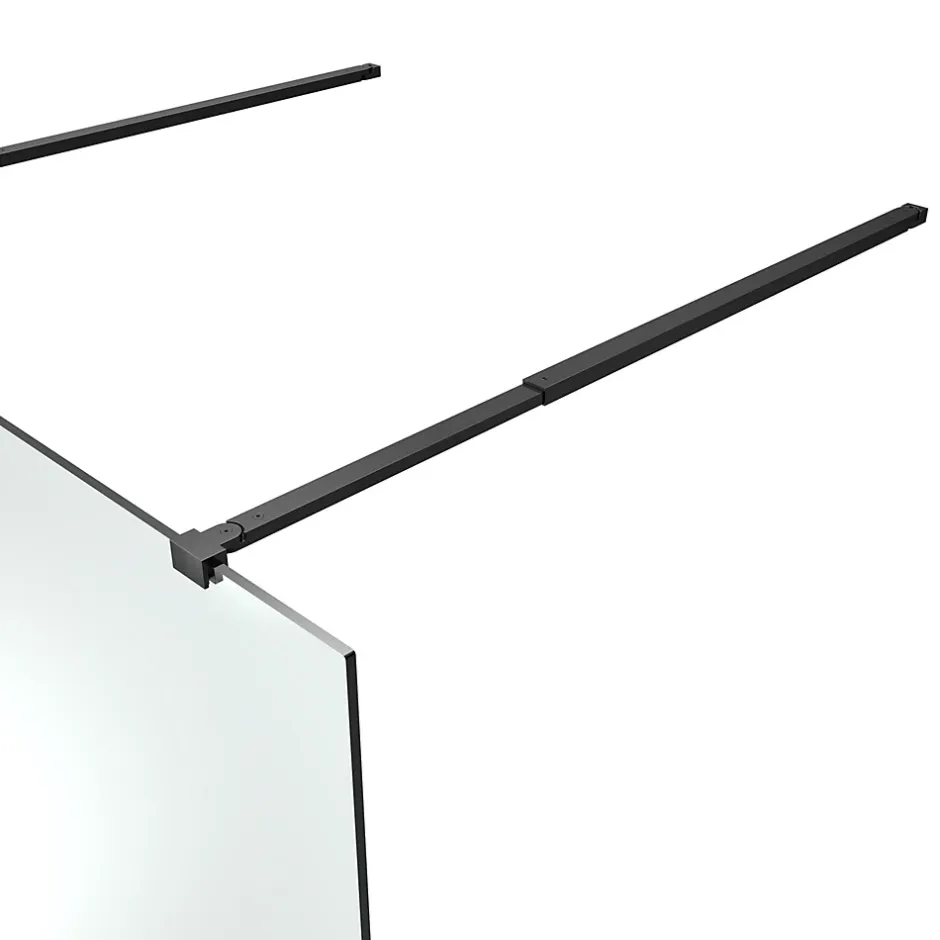 Paroi de douche à l'italienne centrale l.120 x 195 cm, profilés alu noir mat, GoodHome Ledava