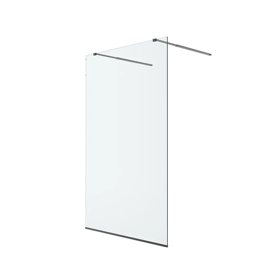Paroi de douche à l'italienne centrale l.120 x 195 cm, profilés alu noir mat, GoodHome Ledava