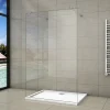 AICA Sanitaire Paroi de douche à l'italienne 2 côtés ouvrants - Verre 8mm anticalcaire - 2 barres de fixation 70-120 cm - 148x200 cm