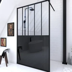 Paroi de douche à l'italienne Galedo Black Indus transparent 120cm* Paroi De Douche