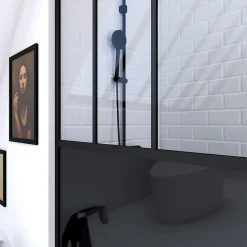 Paroi de douche à l'italienne Galedo Black Indus transparent 120cm* Paroi De Douche