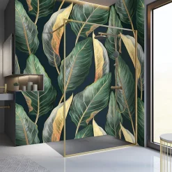 Paroi de douche à l'italienne transparente, profilé doré 140 cm, Schulte Impériale Contoura