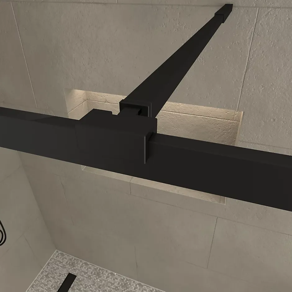 Paroi de douche à l'italienne et volet noir Galedo Dark Edge transparent 120+40cm* Paroi De Douche
