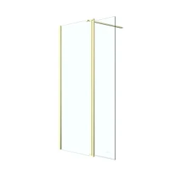 Paroi de douche à l'italienne + volet pivotant l.80+45 x 195 cm, profilés alu finition doré brossé, GoodHome Ledava* Paroi De Douche