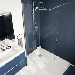 Paroi de douche à l'italienne fixe l.70 x H.195 cm, verre transparent, profilés alu chrome, GoodHome Ledava* Paroi De Douche