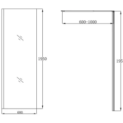 Paroi de douche à l'italienne fixe l.70 x H.195 cm, verre transparent, profilés alu chrome, GoodHome Ledava* Paroi De Douche