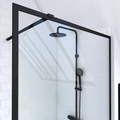 Paroi de douche à l'italienne noir Galedo Dark Edge transparent 100cm
