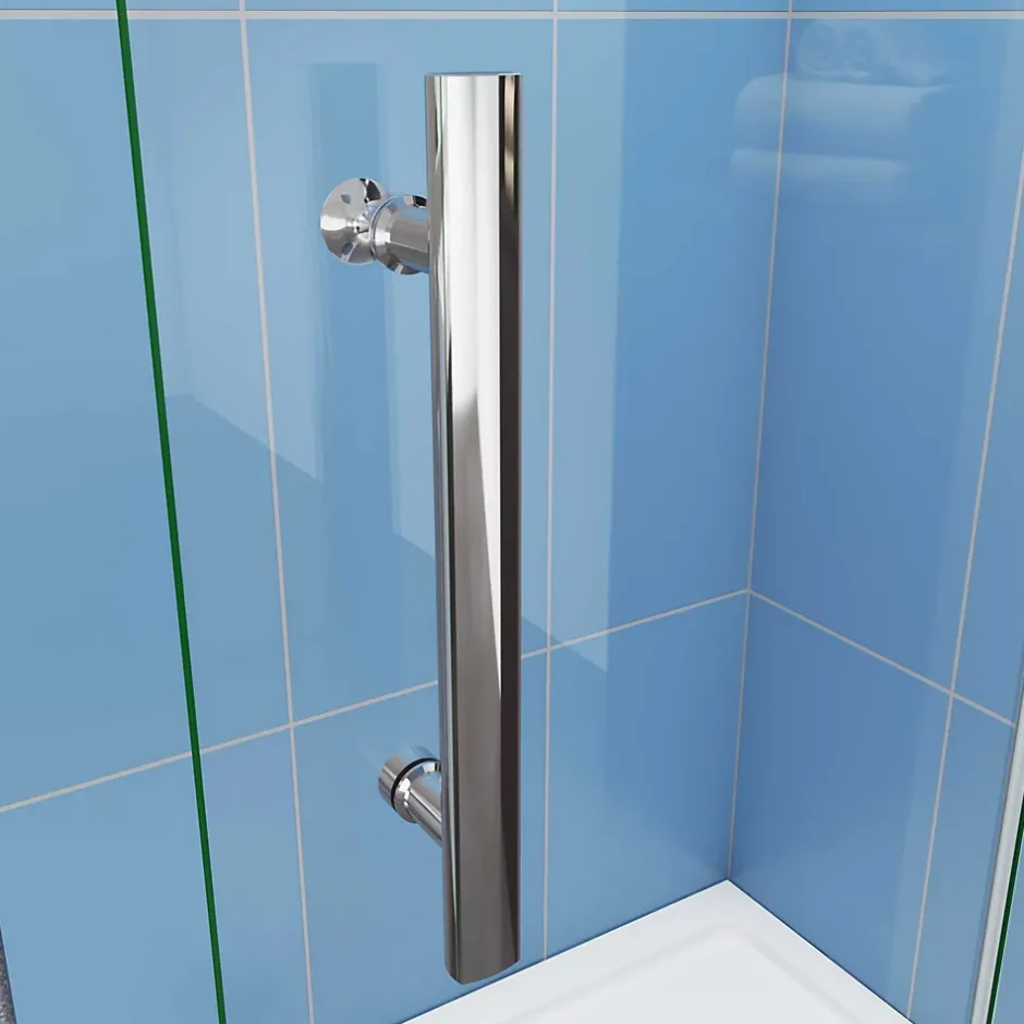 Paroi de douche à l'italienne chrome L85 x H185cm style atelier,pivotante et pliante,6mm verre anticalcaire