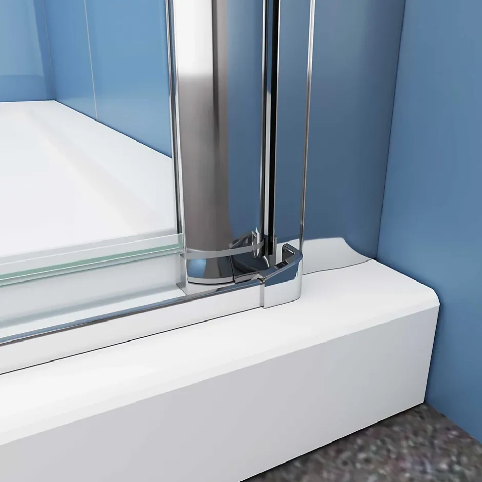 Paroi de douche à l'italienne chrome L85 x H185cm style atelier,pivotante et pliante,6mm verre anticalcaire