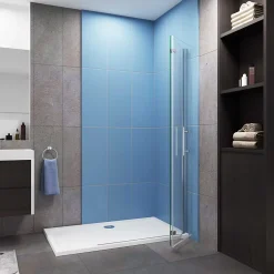 Paroi de douche à l'italienne chrome L75 x H195cm style atelier,pivotante et pliante,6mm verre anticalcaire