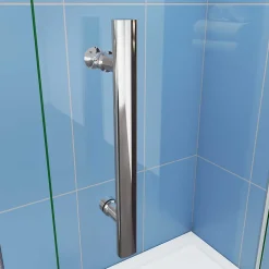 Paroi de douche à l'italienne chrome L75 x H195cm style atelier,pivotante et pliante,6mm verre anticalcaire