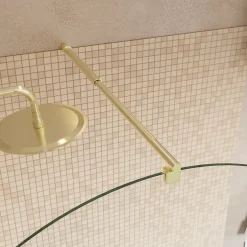 Paroi de douche à l'italienne arrondie l.120 x 198 cm, profilés alu finition doré brossé, GoodHome Ledava* Paroi De Douche
