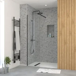 Paroi de douche à l'italienne H.195 x l.50 cm, ép. 5 mm, profilé noir, Galedo Essentiel
