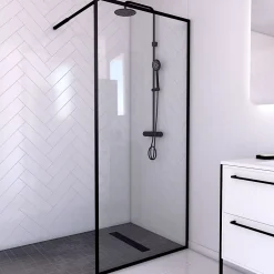 Paroi de douche à l'italienne noir Galedo Dark Edge transparent 90cm