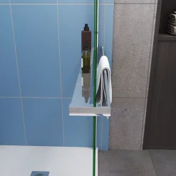 Paroi de douche à l'italienne Chrome 140x200cm - 8mm verre anticalcaire + + Étagère de Douche 140cm en alu* Paroi De Douche