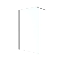 Paroi de douche à l'italienne fixe l.100 x H.195 cm, verre transparent, profilés alu noir, GoodHome Ledava* Paroi De Douche