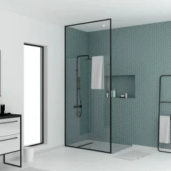 Paroi de douche à l'italienne extensible H.203/273 x l.120 cm, ép. 6 mm, profilé noir, Galedo* Paroi De Douche