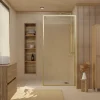 Paroi de douche à l'italienne l.90 x H.200 cm verre ondulé et profilés doré brossé, Galedo Golden Edge