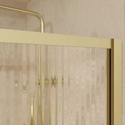 Paroi de douche à l'italienne l.90 x H.200 cm verre ondulé et profilés doré brossé, Galedo Golden Edge