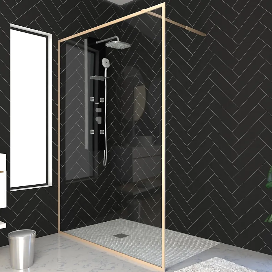 Paroi de douche à l'italienne dorée Galedo Golden Edge transparent 120cm