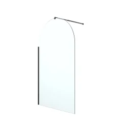 Paroi de douche à l'italienne arrondie l.120 x 198 cm, profilés alu finition noir mat, GoodHome Ledava* Paroi De Douche