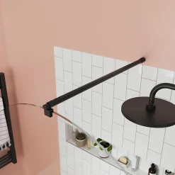 Paroi de douche à l'italienne arrondie l.120 x 198 cm, profilés alu finition noir mat, GoodHome Ledava* Paroi De Douche