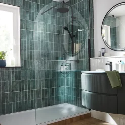 Paroi de douche à l'italienne arrondie l.120 x 198 cm, profilés alu finition noir mat, GoodHome Ledava* Paroi De Douche