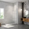 paroi de douche à l'italienne 100x190cm,6mm verre anticalcaire,paroi fixe avec bandes horizontales sérigraphiées* Paroi De Douche
