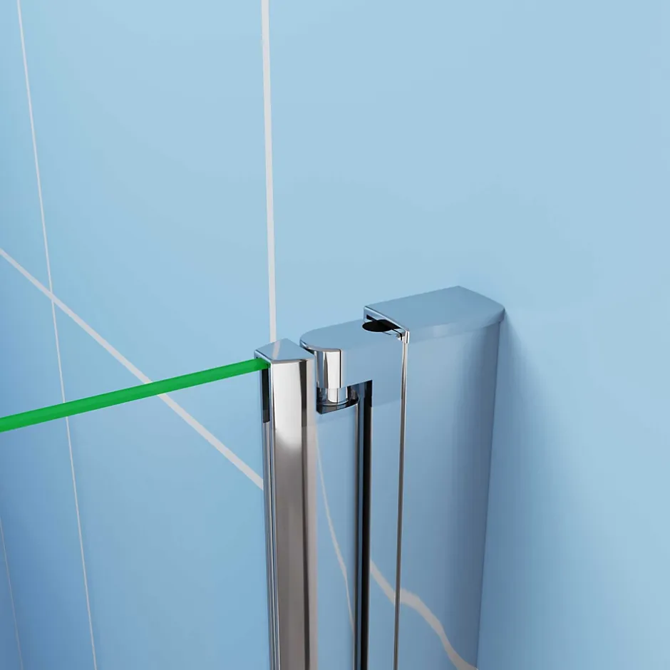 Paroi de douche à l'italienne chrome L95 x H195cm style atelier,pivotante et pliante,6mm verre anticalcaire