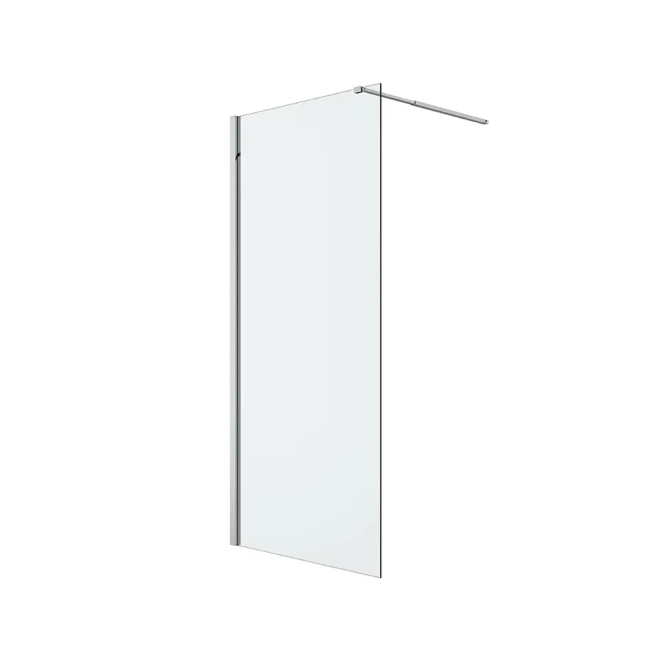 Paroi de douche à l'italienne fixe l.90 x H.195 cm, verre transparent, profilés alu chrome, GoodHome Ledava