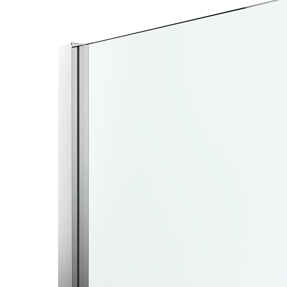 Paroi de douche à l'italienne fixe l.90 x H.195 cm, verre transparent, profilés alu chrome, GoodHome Ledava