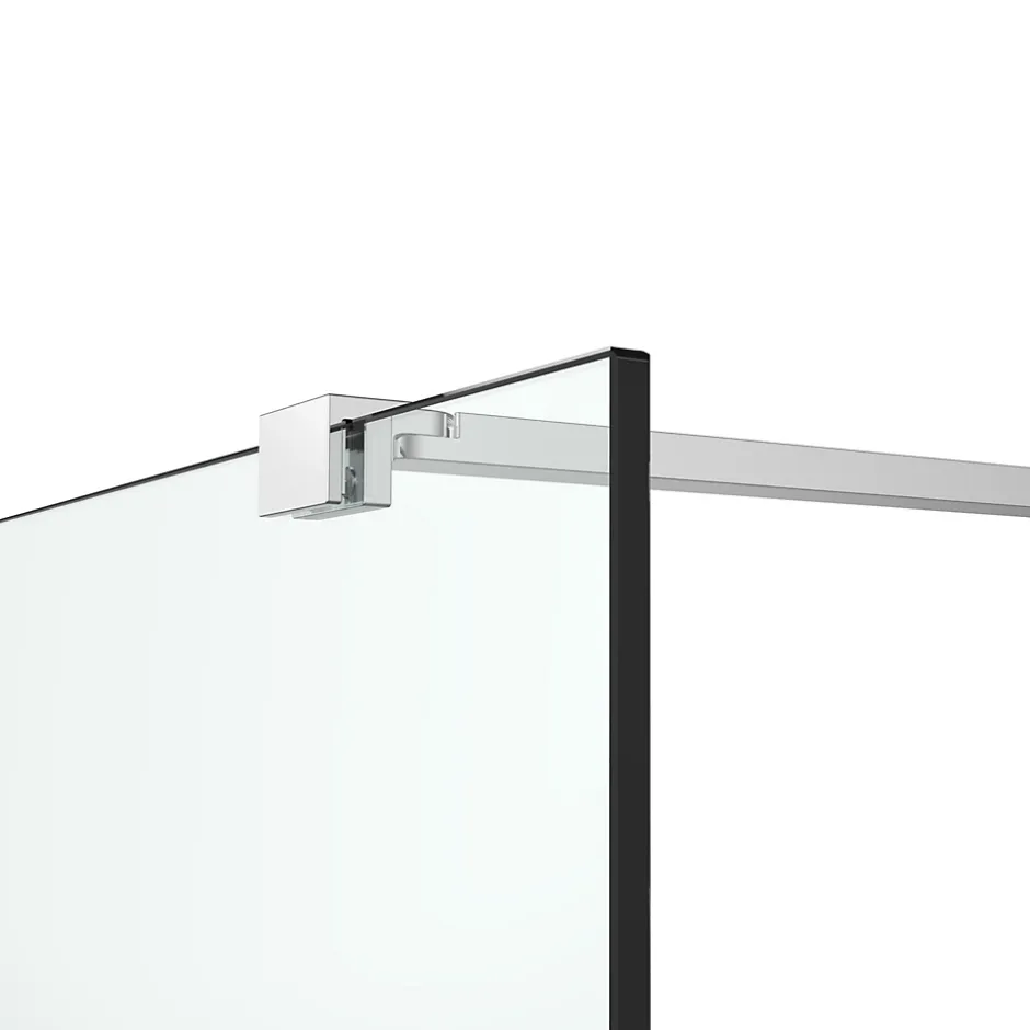 Paroi de douche à l'italienne fixe l.90 x H.195 cm, verre transparent, profilés alu chrome, GoodHome Ledava