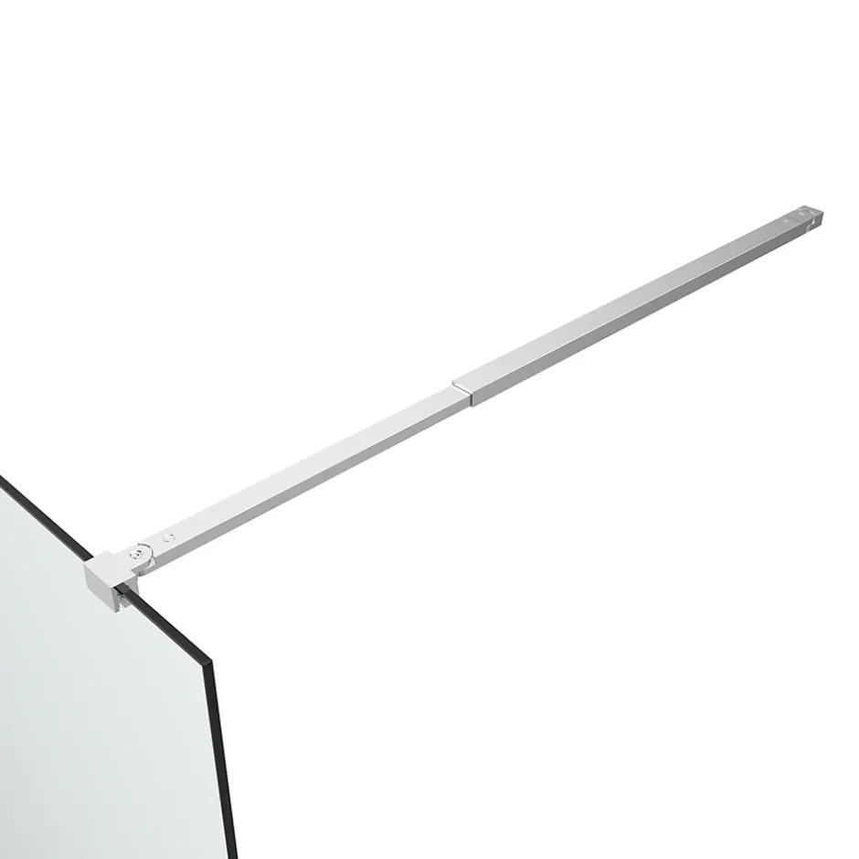 Paroi de douche à l'italienne fixe l.90 x H.195 cm, verre transparent, profilés alu chrome, GoodHome Ledava