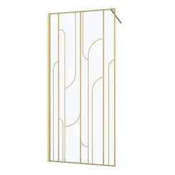 Paroi de douche à l'italienne l.90 x H.195 cm profilés doré brossé, Galedo Art Déco