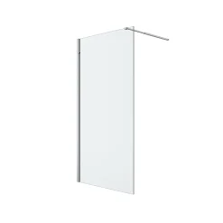 Paroi de douche à l'italienne fixe l.100 x H.195 cm, verre transparent, profilés alu chrome, GoodHome Ledava