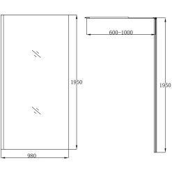 Paroi de douche à l'italienne fixe l.100 x H.195 cm, verre transparent, profilés alu chrome, GoodHome Ledava