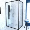 Aurlane Paroi de douche 1 porte coulissante + Retour 120x80x200 cm - Verre 6 mm - Profilé Noir - CRUSH* Paroi De Douche