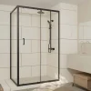 Aurlane Paroi de douche 1 porte coulissante + Retour 120x90x200 cm - Verre 6 mm - Profilé Noir - CRUSH* Paroi De Douche