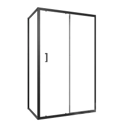 Aurlane Paroi de douche 1 porte coulissante + Retour 120x90x200 cm - Verre 6 mm - Profilé Noir - CRUSH* Paroi De Douche
