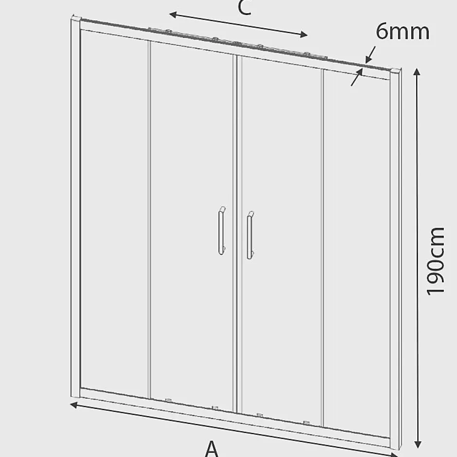 Kassandra Paroi de douche 2 verres fixes + 2 portes coulissantes BELLA 180 cm Paroi laterale : 67 - 69 cm