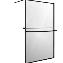 Essebagno Paroi de douche 120 x 200 avec Porte Serviette et Porte Savon cadre complet Noire* Paroi De Douche