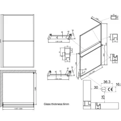 Essebagno Paroi de douche 120 x 200 avec Porte Serviette et Porte Savon cadre complet Noire* Paroi De Douche