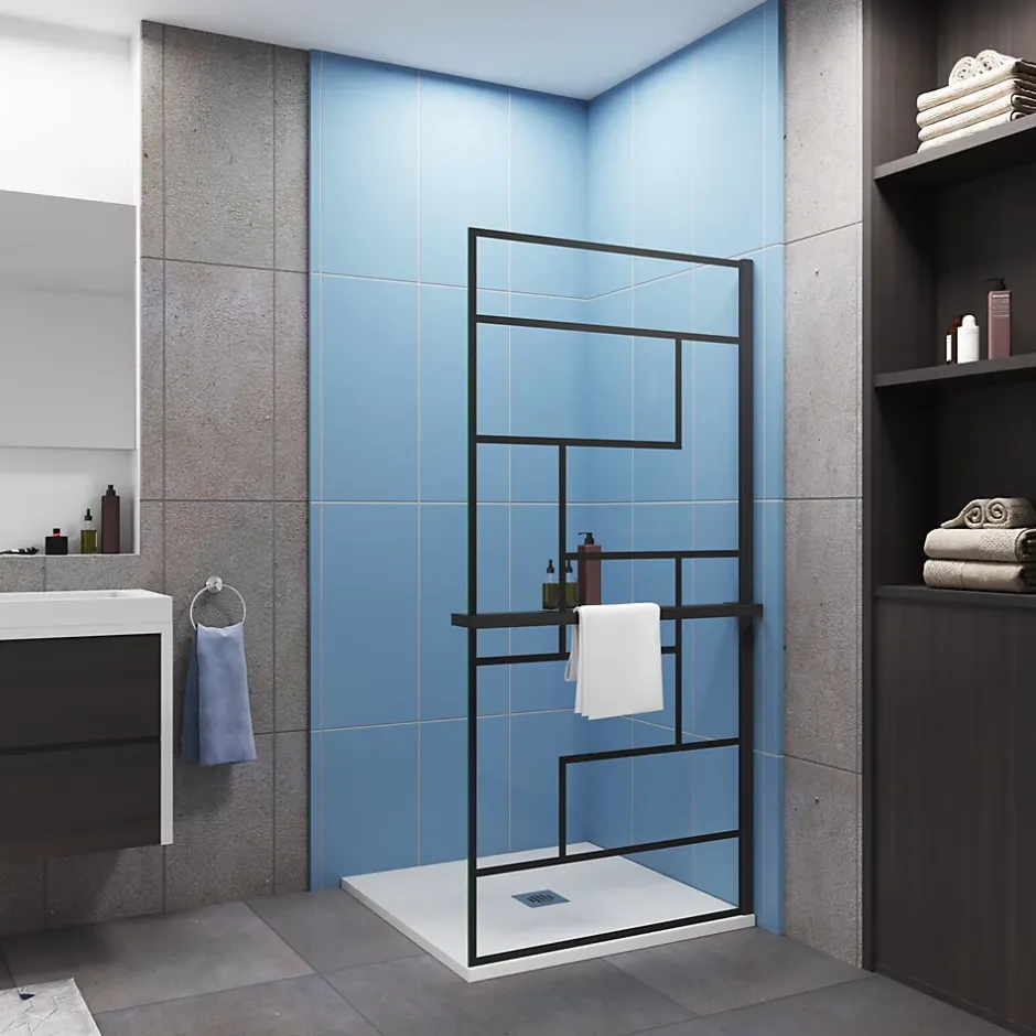 Paroi de douche 80 x 200cm - 8mm verre anticalcaire Style moderne + Étagère de Douche 80cm en alu* Paroi De Douche