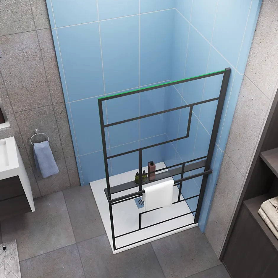 Paroi de douche 80 x 200cm - 8mm verre anticalcaire Style moderne + Étagère de Douche 80cm en alu* Paroi De Douche