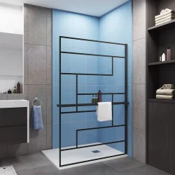 Paroi de douche 140 x 200cm - 8mm verre anticalcaire Style moderne + Étagère de Douche 140cm en alu* Paroi De Douche