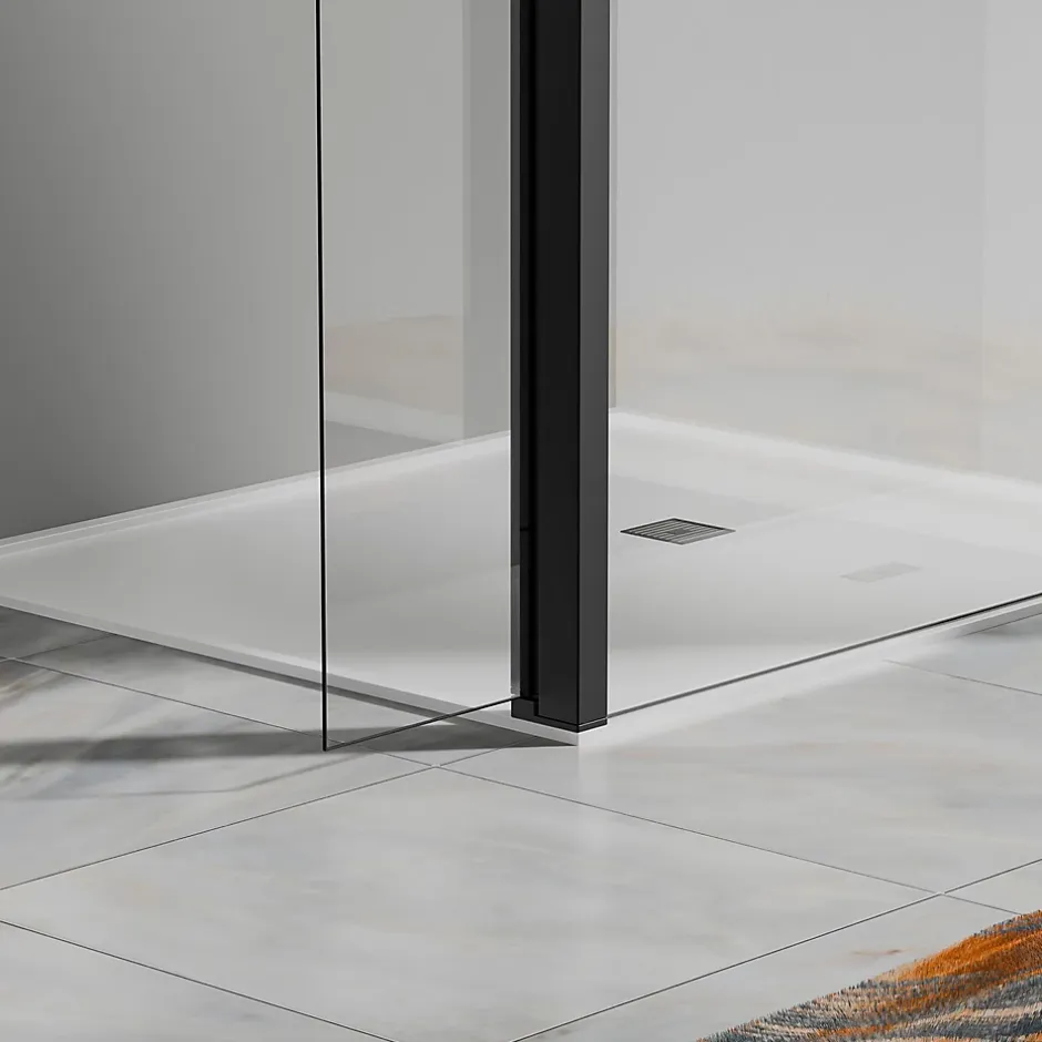 Paroi de douche a l italienne 70x200 cm Verre trempe 8 mm Profile mural et barre de stabilisation 90 cm recoupable Aluminium* Paroi De Douche
