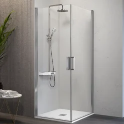 Kassandra Paroi de douche accès en angle 2 portes pivotantes NARDI 60 x 60 cm
