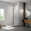 Paroi de douche avec 40 cm retour pivotant - 80 x 200 cm - 8 mm Verre effet Brume, finition chrome avec barre de fixation 90cm* Paroi De Douche