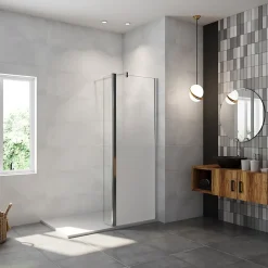 Paroi de douche avec 40 cm retour pivotant - 80 x 200 cm - 8 mm Verre effet Brume, finition chrome avec barre de fixation 90cm* Paroi De Douche