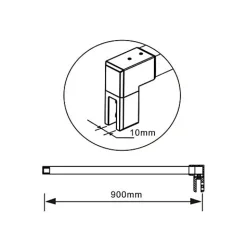 Paroi de douche avec 40 cm retour pivotant - 80 x 200 cm - 8 mm Verre effet Brume, finition chrome avec barre de fixation 90cm* Paroi De Douche